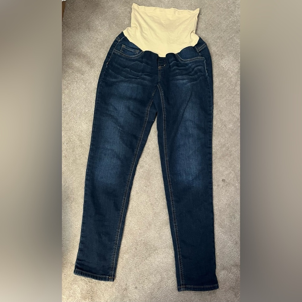 Indigo Blue Maternity Skinny Jeans Secret Fit Belly Dark Wash Size M
